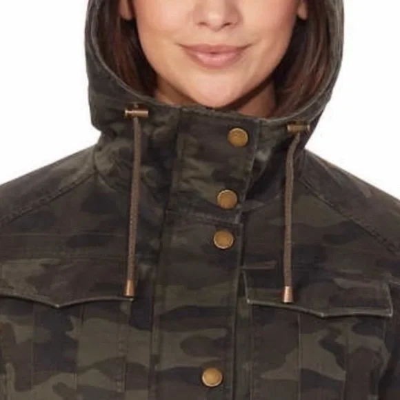 Lucky Brand Military Inspired Camo Chic Anorak Hooded Utility Jacket SZ L - Picture 7 of 9